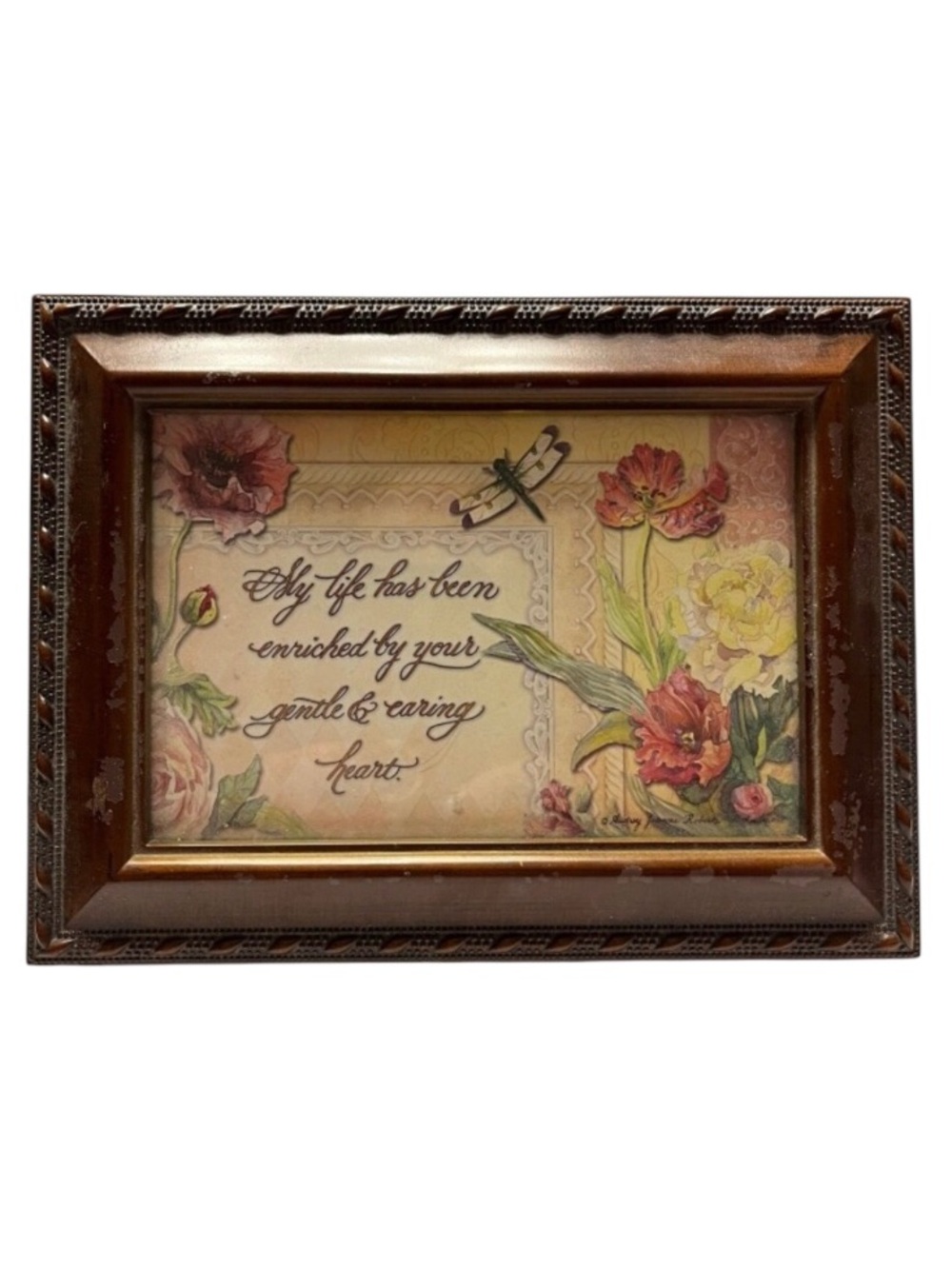 Cottage Garden Wooden Music Jewelry Box Some wear see photos
